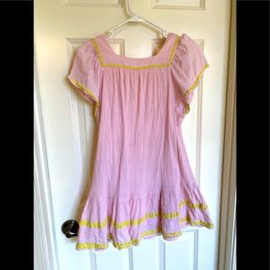 Crew cuts girls pink dress with yellow trim